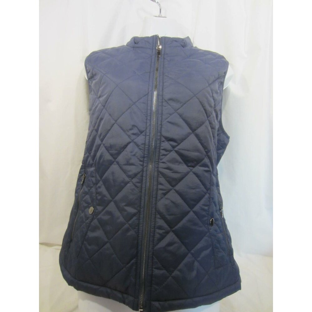 FUINLOTH blue quilted fitted puffer vest WOMEN L